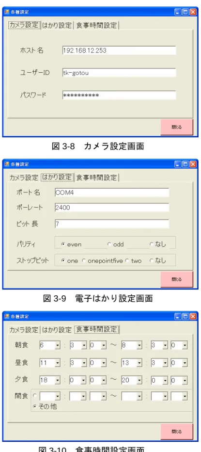 図 3-8 カメラ設定画面 