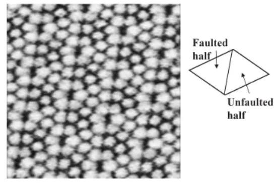Fig. 2. (color online). Single crystal Si nanopillar growth using a UHV-AFM setup. After bringing the Si tip gently in touch with a heated Si substrate, we retract it slowly in a well-controlled manner.