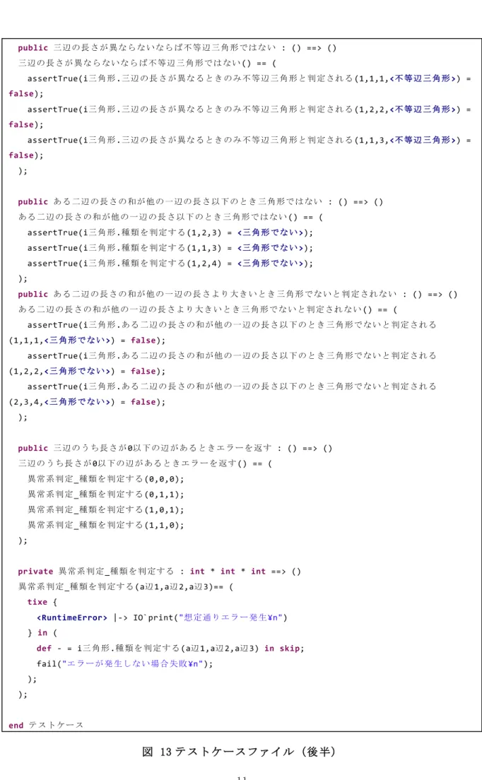 図 13 テストケースファイル（後半） 