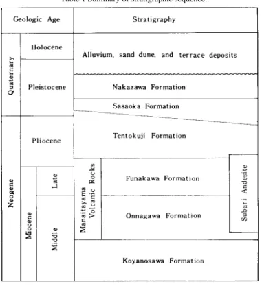 Table 1 Summary of stratigraphic sequence.