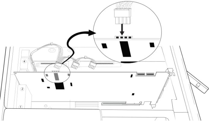 Figure 6.  Connecting the power cable to an installed HDX card