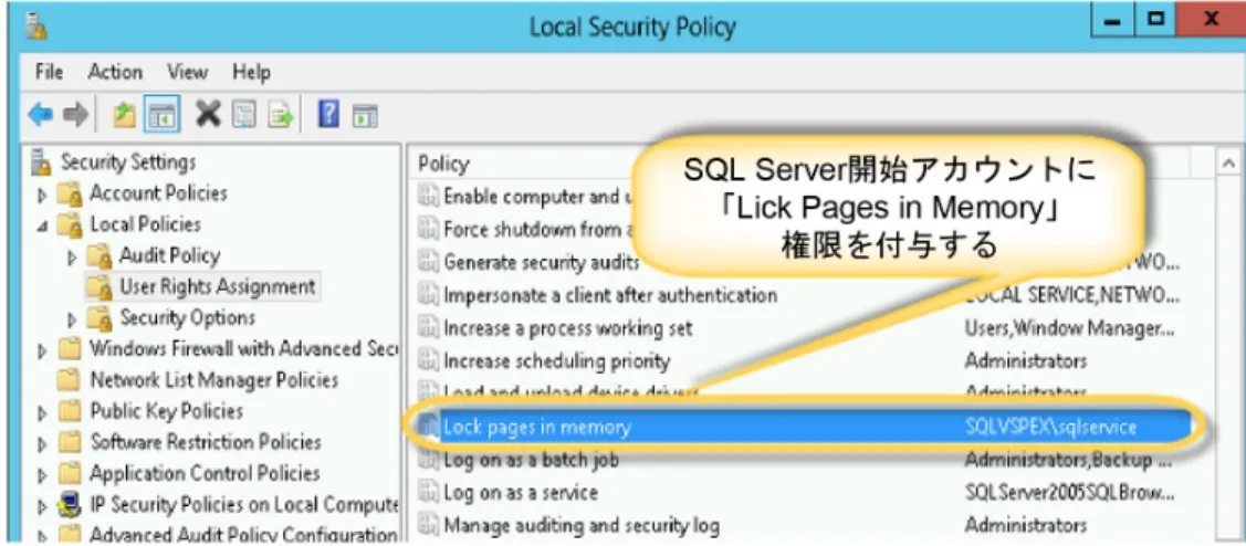 図 23  「Lock Pages in Memory」の付与 