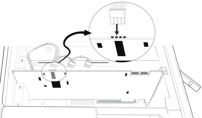 Figure 6.  Connecting the power cable to an installed HDX card