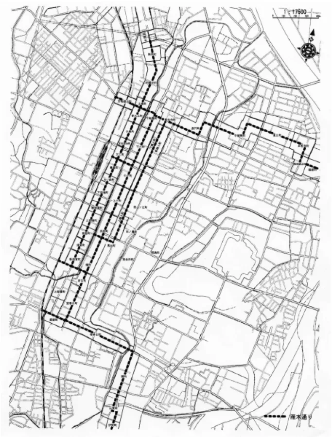 図 1- 1  高田地区旧町名および雁木通り