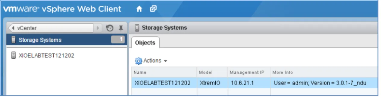 図 13.  vSphere Web クライアント： EMC VSI の統合  