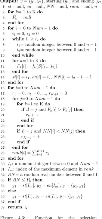 Figure 4.3: Function for the selection of a sub-path y = select subpath(S, N um, P b ).