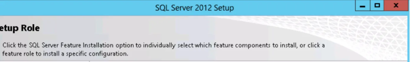 図 13.  インストール ウィザードの SQL Server 2012 セットアップの役割  