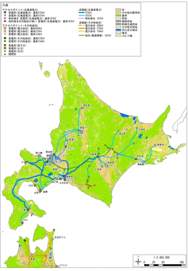 図  4-27  北海道電力管内の送電施設マップ 
