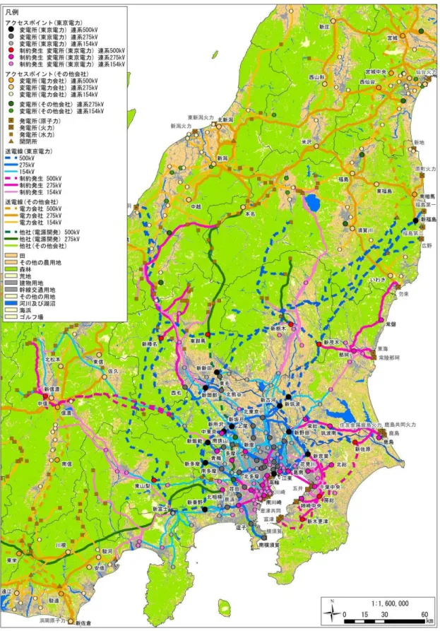 図  4-29  東京電力管内の送電施設マップ 