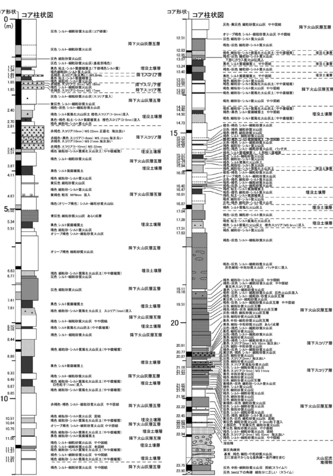 図 5  阿蘇山一の宮観測井コアの柱状図