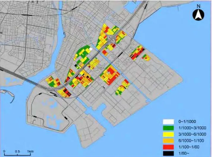 図 1.2.2-1 街区毎の戸建て住宅の平均傾斜 