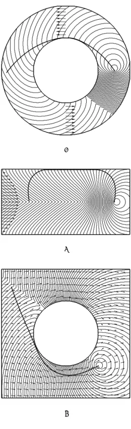 Fig. 6. Isoplethic curves of the ﬁrst arrival time and the shortest paths to query points.