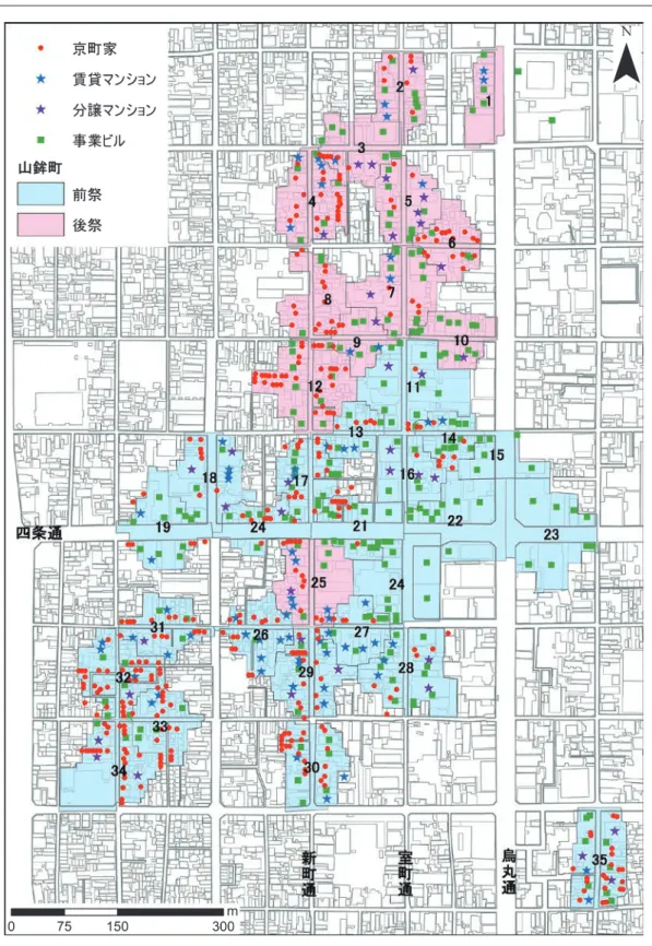 Figure 2.  Building distribution in Yamahoko town