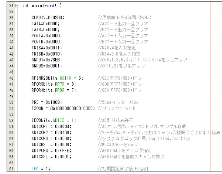 図 11.2  main ソース（main 関数冒頭） 