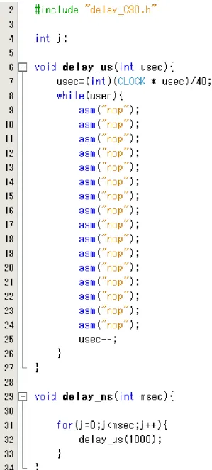 図 11.6  delay 関数を使用するためのソースファイル「delay.c」 