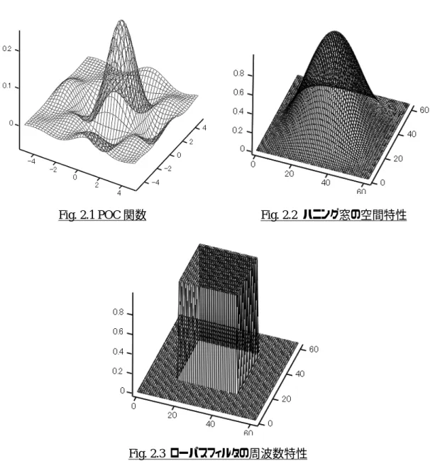 Fig. 2.1 POC 関数  Fig. 2.2  ハニング窓の空間特性 