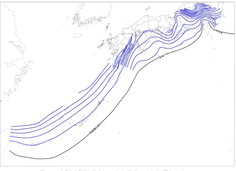 図 3.1-2  収集した資料に基づくフィリピン海プレート上面の深度コンター。 