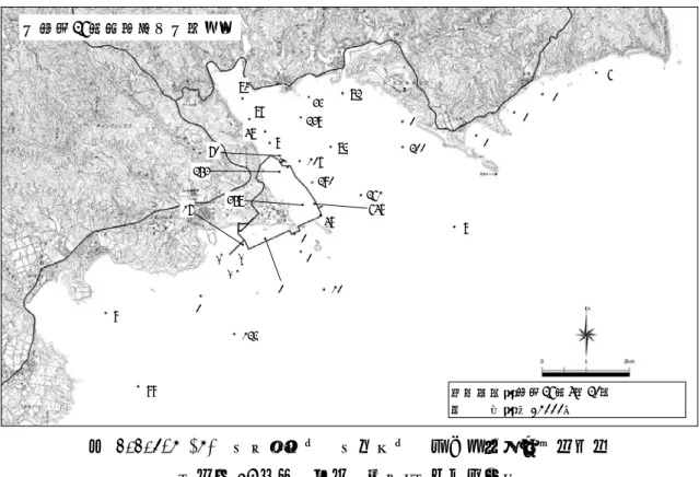 図 1.1.3-4 (4)  魚類等調査  魚卵調査  主な出現種の水平分布  （平成 26 年度  春季  昼間）（ベラ亜目）     図 1.1.3-4 (5)  魚類等調査  魚卵調査  主な出現種の水平分布  （平成 26 年度  春季  昼間）（単脂球形卵-5） 【平成26年度春季】【昼間】 6000820023826129045848781001229099177048調査期日：単位：0338210700358平成26年4月20日個/1000㎥--25382645【平成26年度春季】【昼間】60