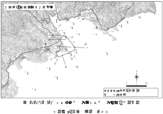 図 1.1.4-1 (1)  魚類等調査  稚仔魚調査  種類数の水平分布  （平成 25 年度  冬季  昼間）  図 1.1.4-1 (2)  魚類等調査  稚仔魚調査  種類数の水平分布  （平成 25 年度  冬季  夜間） 【平成25年度冬季】【昼間】 3651312130803347520401調査期日：単位：5300531平成26年2月5日種類--541【平成25年度冬季】【夜間】 -0--365-63調査期日：単位：-3-10 -平成26年2月5日種類-