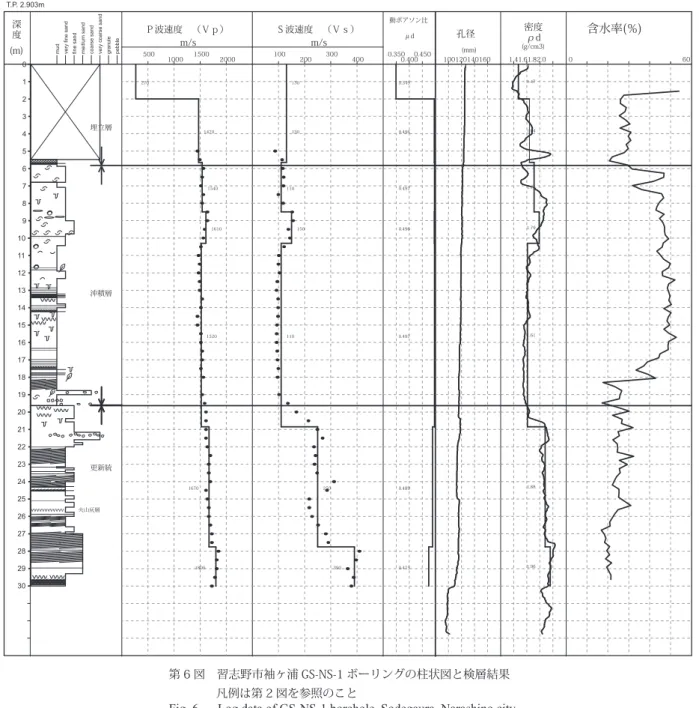 Fig. 6      Log data of GS-NS-1 borehole, Sodegaura, Narashino city.            See Fig