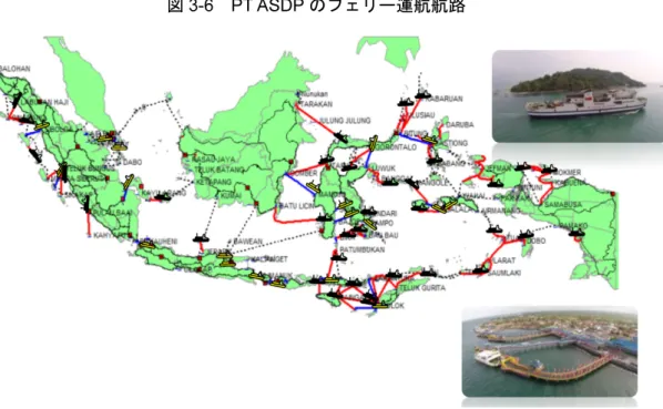 図 3-6  PT ASDP のフェリー運航航路 