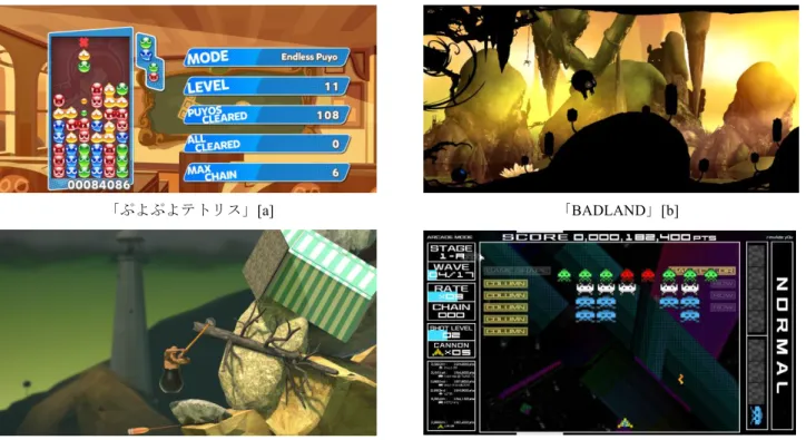 図 3  各ゲームのスクリーンショット 