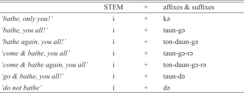 TABLE 2: MORPHOLOGICAL ALTERATIONS IN THE IMPERATIVE STEM + affixes &amp; suffixes