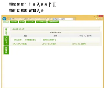 図 4   Writing Analytics で分析される共起行列 2.3  分かりやすさの評価指針 検討の素材としての課題の文章は， Topic Writer で各トピ ックを書いた後，保存をし，テキストファイルとして出力 して見直しを行い，必要に応じて修正して提出させた． 提出された各課題について，次の４つの観点で 5 段階評 価を行った． ①構成（ロジック）が整理されている  ②情報が具体的に書かれている  ③不要な情報が入っていない  ④一文が短く，一文一義になっている  評価の 5 段階は，次の