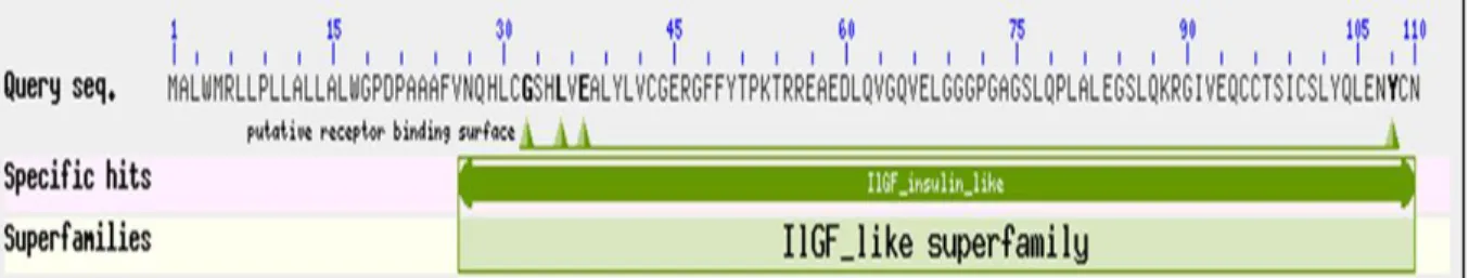 Figure 2.3:  Graphical summary of the database sequence aligned to the query  sequence