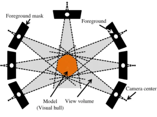 図 2 Space carving method によるボクセルモデル