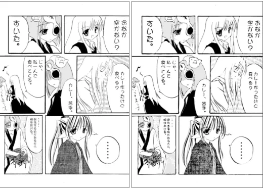 図 15 再構成画像 図 16 ベクトル表現画像 した後，線画と共にベクトル表現に変換する手 法を提案した．そして，いくつかの実験により， 提案手法が有効であることが確かめられた． 提案システムの目標値である 1 ページ 64KB の圧縮を達成するには，既存のベクトル変換ソフ トである AutoTrace の改良が必要である． 今後は，実験を通して明らかとなった網点の分 離や階調近似における課題に取り組む．また，本 手法に適した評価基準の開発も課題である． 参 考 文 献