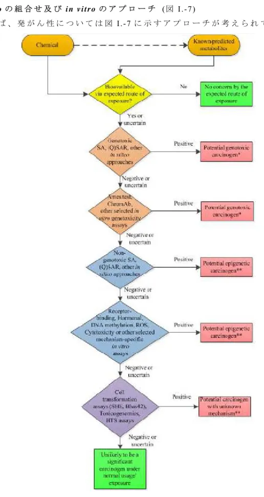 図 I.-7  統 合 し た in silico 及 び in vitro に よ る ア プ ロ ー チ を 用 い た   発 が ん 性 の ス ク リ ー ニ ン グ