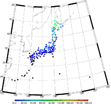 図 19 気象台観測点における 1996～2002 年＇a、上図（および 2002～2008 年(b、下図)の 2 月の積 雥深の平均(cm) 
