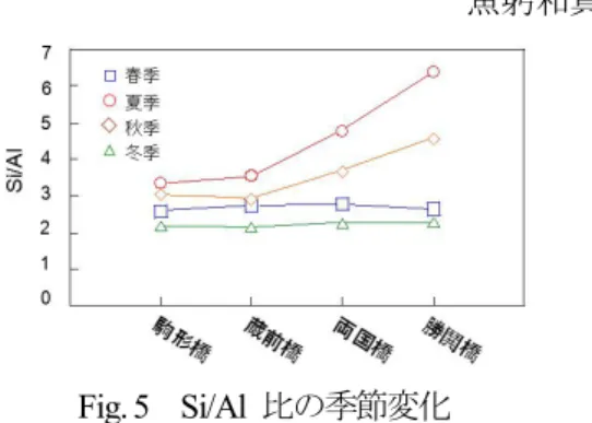 Fig. 4 Si/Al 比と SEM 画像のプランクトンの面積比