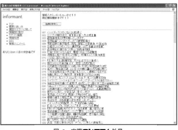 図 経過時間評価関数 れの評価値を図 に示す． 情報受け取り 対象情報をシステムがどのようにしてユーザの興味 にあっていると判断するか．また，ユーザは対象情報 をどのようにすれば受け取ることが出来るかを説明 する． システムはユーザの持つユーザ情報を元に興味のあ るカテゴリと提供される各情報のメタデータ その情 報があるカテゴリに属している割合 を比較し，一致し た部分を積算する．すなわち，各情報 がそのユー ザにとってどれだけ必要であるか，をシステムが推測 し情報提供優先度 とし，あるカテゴリ がユーザの