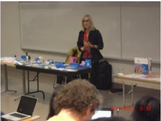 図 12 University of Alberta, Lecture by Dr. Nese Yuksel 他  Contraceptives に関する講義受講  カナダ薬学研修を終えて私たちの目指す薬剤師  ・積極的に対話することで自分の意見を言える力が身につける。  ・幅広い知識を持った薬剤師  ・社会に貢献できる薬剤師  ・薬に関する幅広い知識もった，薬の専門家として信頼される薬剤師  ・薬剤師の仕事に誇りと責任を持っている薬剤師  ・コミュニケーション能力を向上させ, 人間性を磨く。 