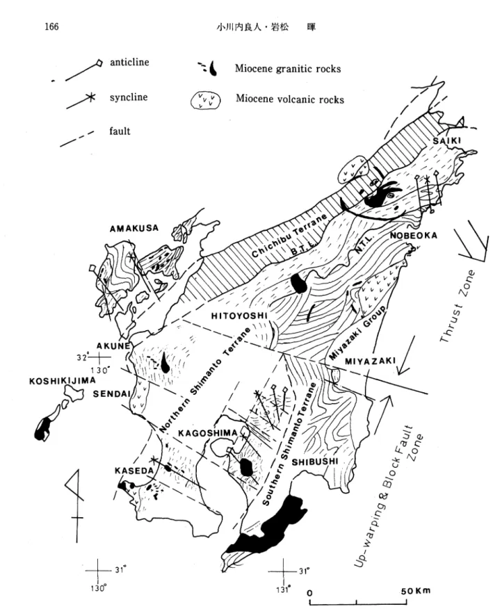 Fig. 7. Tectonic map of the Shimanto group in southern Kyushu.