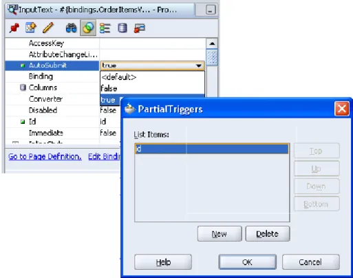 図 9 - AutoSubmit と PartialTriggers の設定