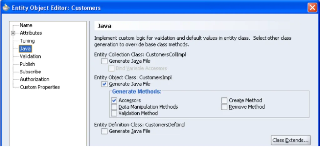 図 2 - Entity Object に表示される Java メソッド