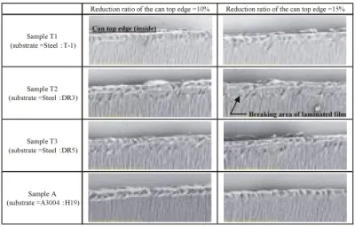 Fig. ４  SEM micrograph of the surface of can top edge，20％ reduction ratio