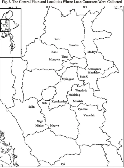 Fig. 2. The Central Plain and Localities Where Loan Contracts Were Collected