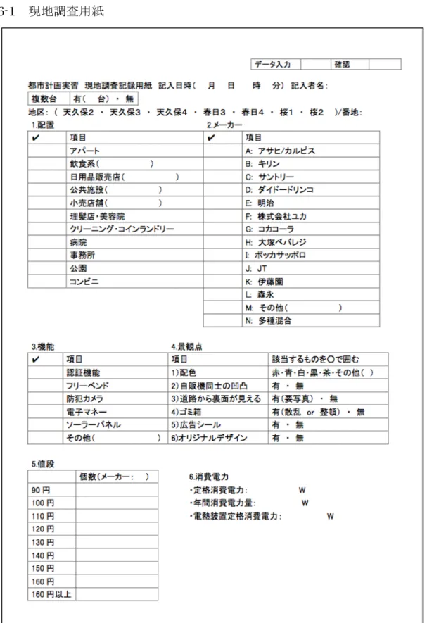 図 6-1	  現地調査用紙 