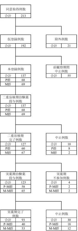 図  2.7.6.1－1  被験者の内訳（二重盲検期+実薬期） 