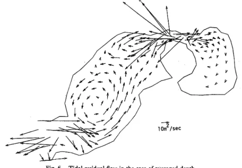 Fig. 6. Tidal residual flow in the case of averaged depth.