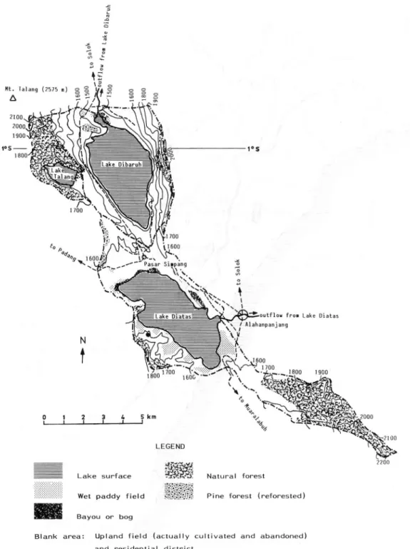 Fig. 3. Simplified topography and landscape map of the study area. The contour lines are every 100 m.