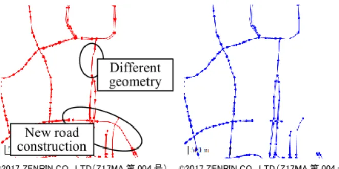 図  2  地図データの差異の例  Figure 2  Example of map data differences. 
