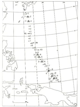 Fig. 1. Map showing observation stations and sampling stations of planktonic foraminifera.