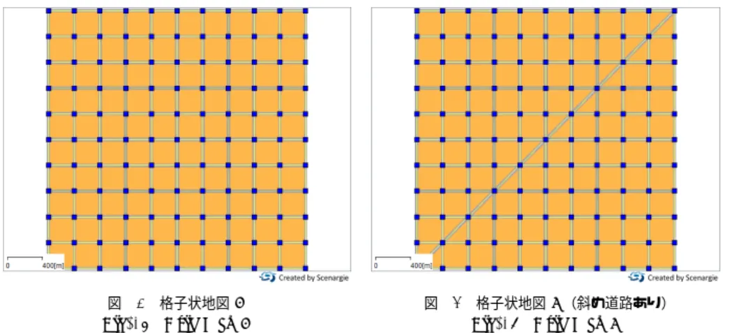 図 17 格子状地図 B（斜め道路あり）