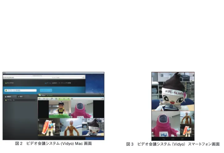 図 2　ビデオ会議システム (Vidyo) Mac 画面 図 3　ビデオ会議システム（Vidyo）スマートフォン画面