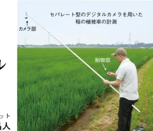 図　Google Earth Pro を用いた荒廃農地等の可視化図１ 水利施設管理台帳図 2 表計算ソフトへの出力写真１  VIMS の画面（左）および　　　  iVIMS の画面（右）カメラ部制御部 セパレート型のデジタルカメラを用いた稲の植被率の計測１．はじめに　農業水利施設の管理ノウハウは、経験や勘として土地改良区の職員に蓄積されていますが、高齢化が進む中、将来への継承が困難になっています。そこで、農業水利施設の管理ノウハウや日々の管理日誌を記録し、地図上で参照できる「水利施設管理台帳システム」を開発